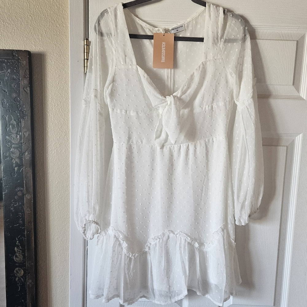 White chiffon mini dress